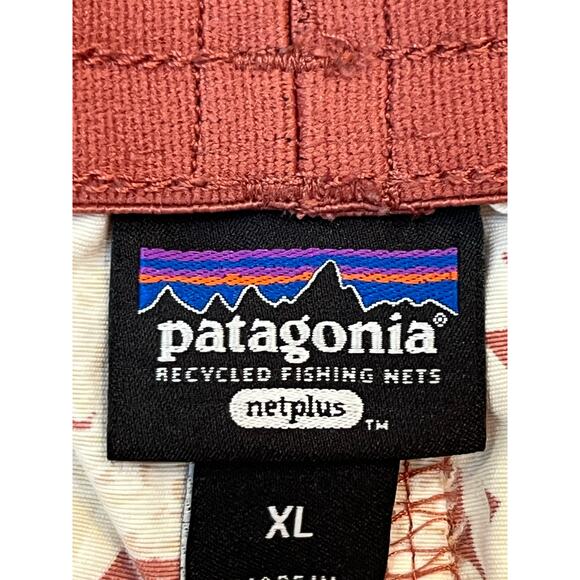 Patagonia Mens XL Yellow Brown Netplus Floral Swim Trunks Quick Dry Board Shorts - Picture 3 of 7